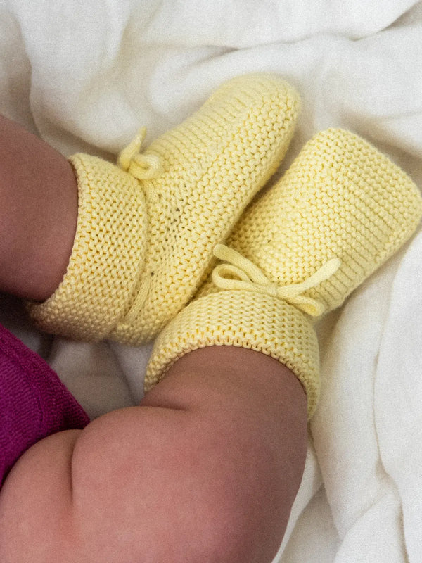 Les Chaussons 0-6 Mois 100% Coton Bio Jaune Banane