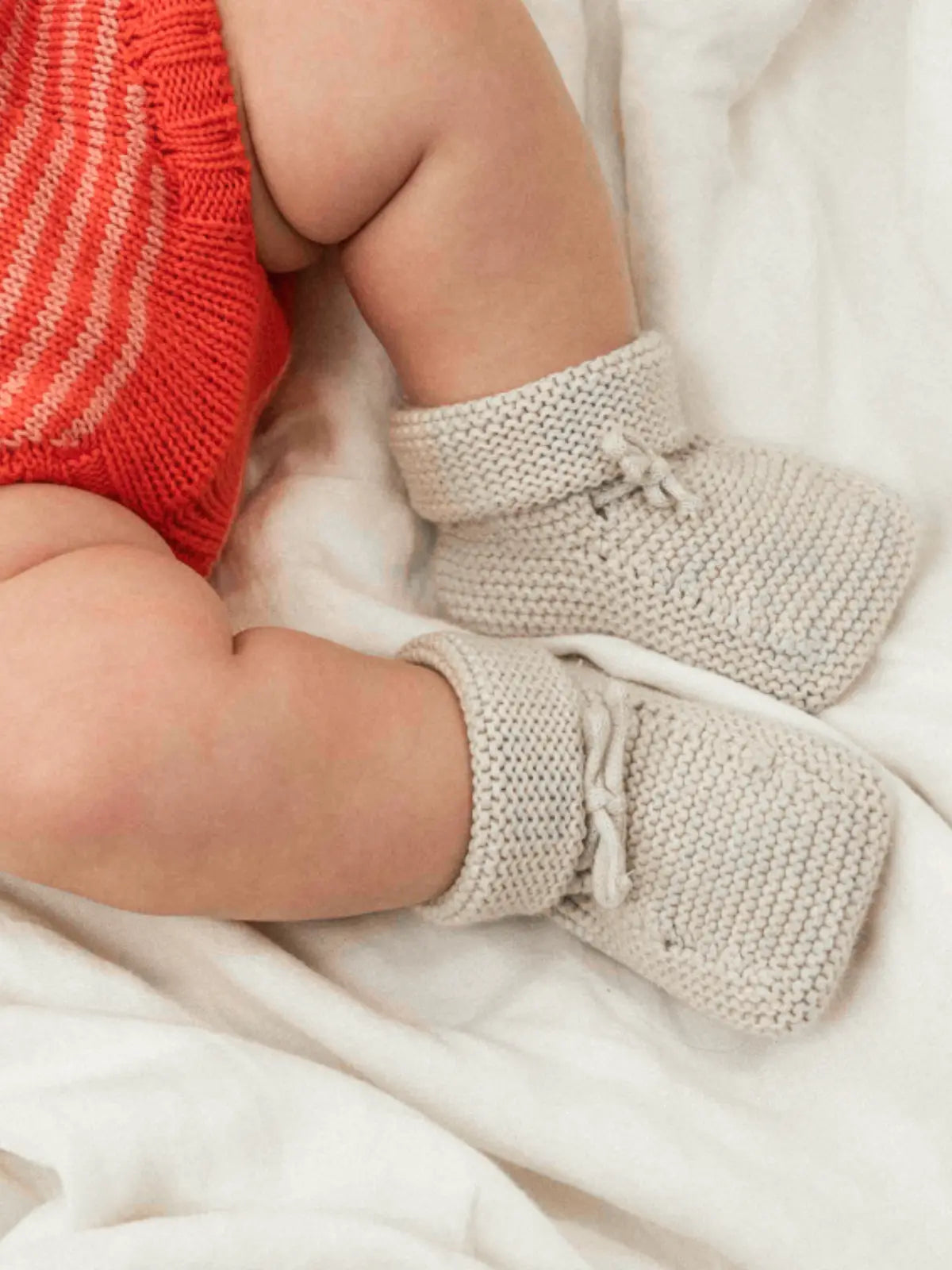 Les Chaussons 0-6 Mois 100% Coton Bio Beige Galet