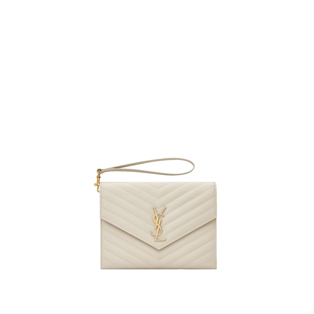 Saint Laurent - Sac Cassandre Matelassé Pouch - Femme - White