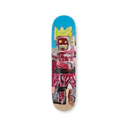 Solo skate deck with Jean-Michel Basquiat’s Untitled, 1981 — bold black and red markings on a light wood grain background.