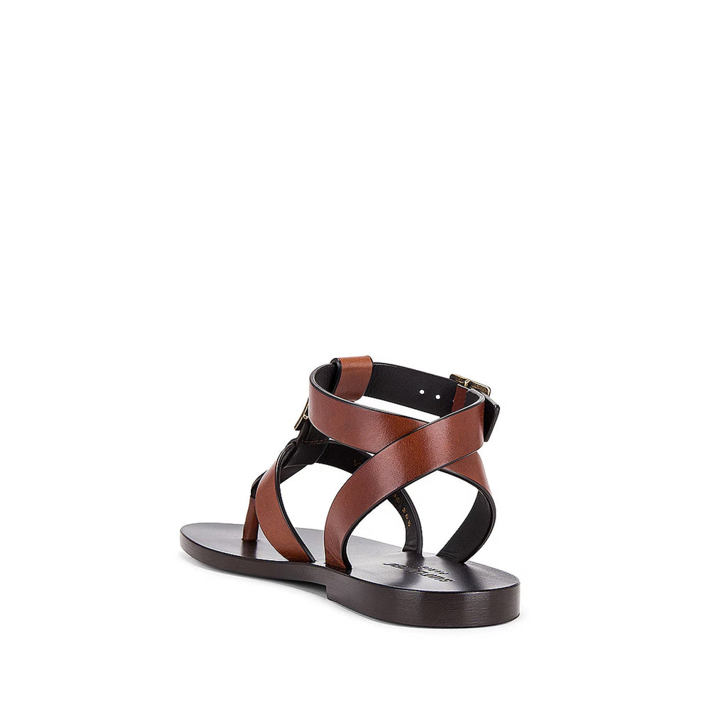 Sandales Saint Laurent Hardy Leather - Brown - Femme