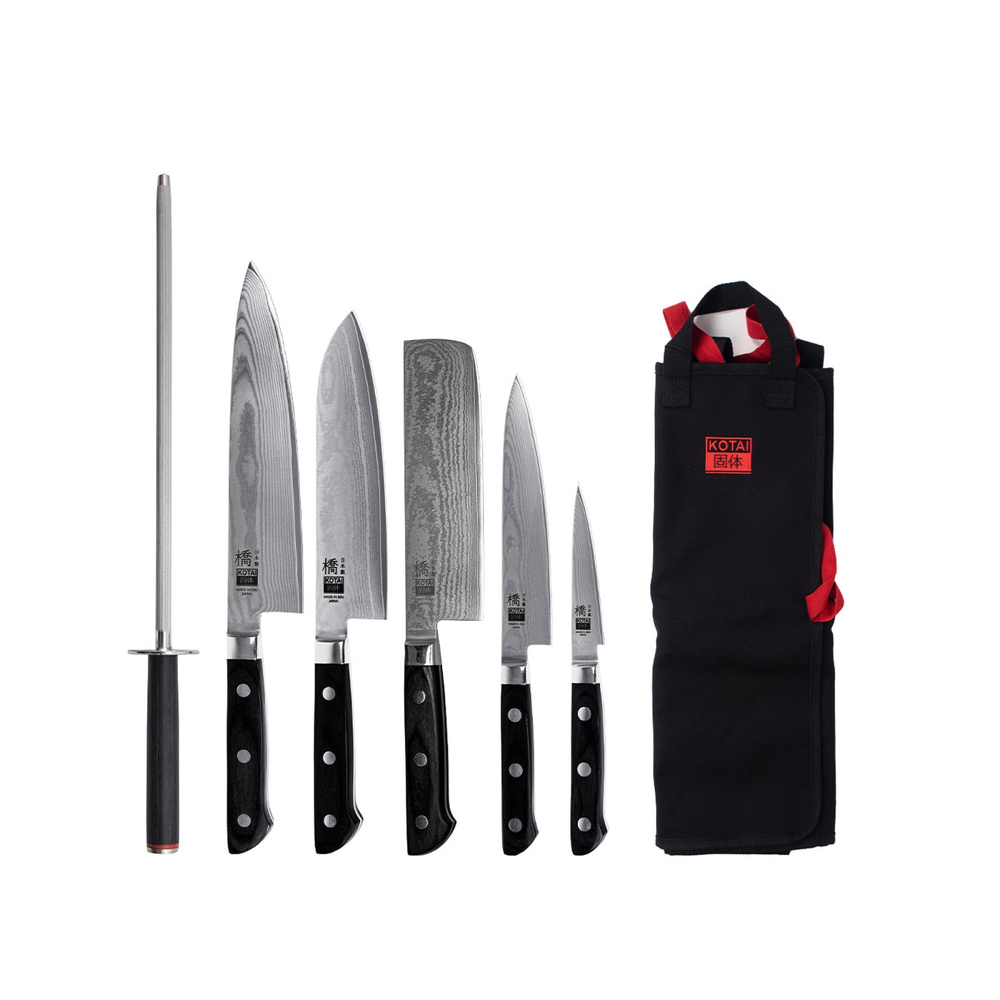 Collection Hashi Damas - Set Complet Nomade 7 pièces : 5 couteaux + 2 Accessoires