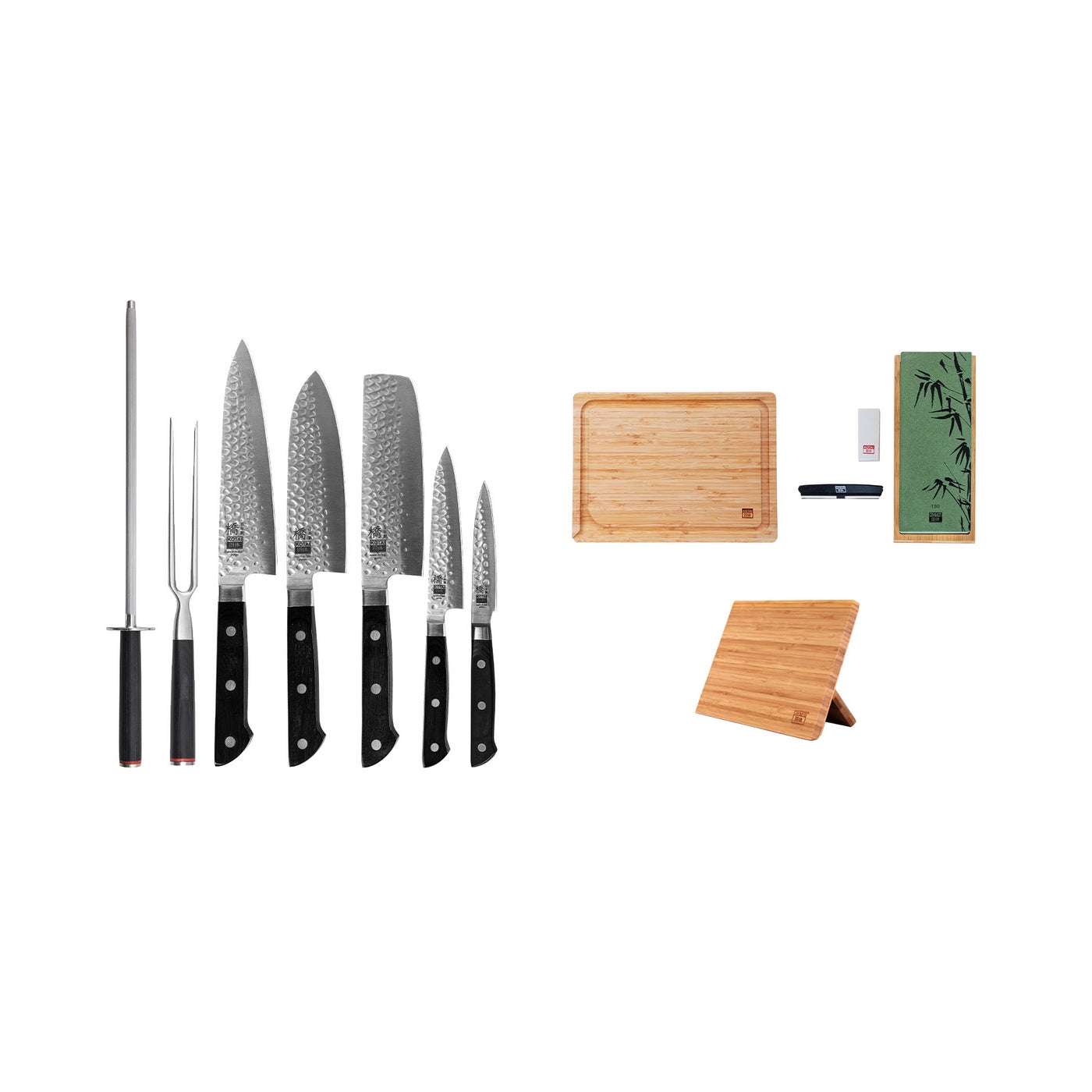 Collection Hashi Tsuchime - Set Complet Deluxe 10 pièces : 5 couteaux + 5 accessoires