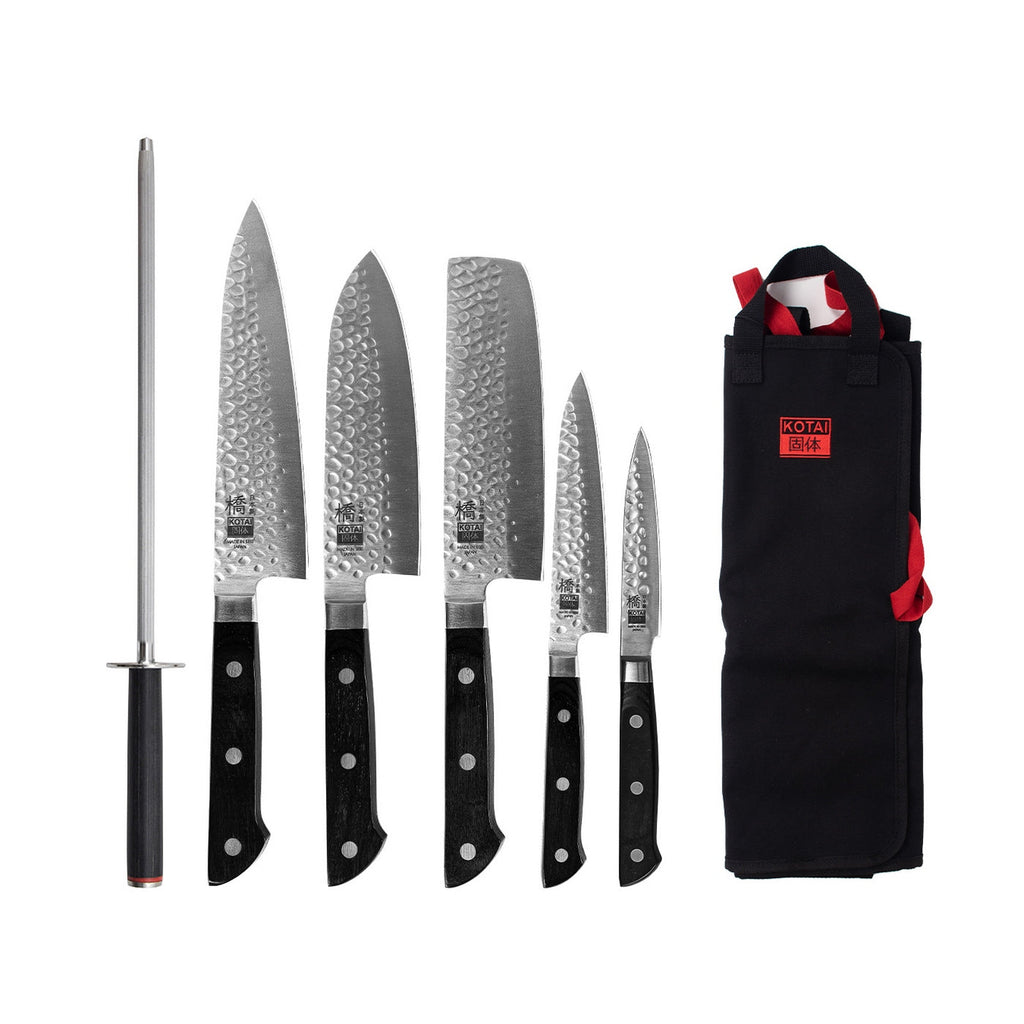 Collection Hashi Tsuchime - Set Complet Nomade 7 pièces : 5 couteaux + 2 Accessoires