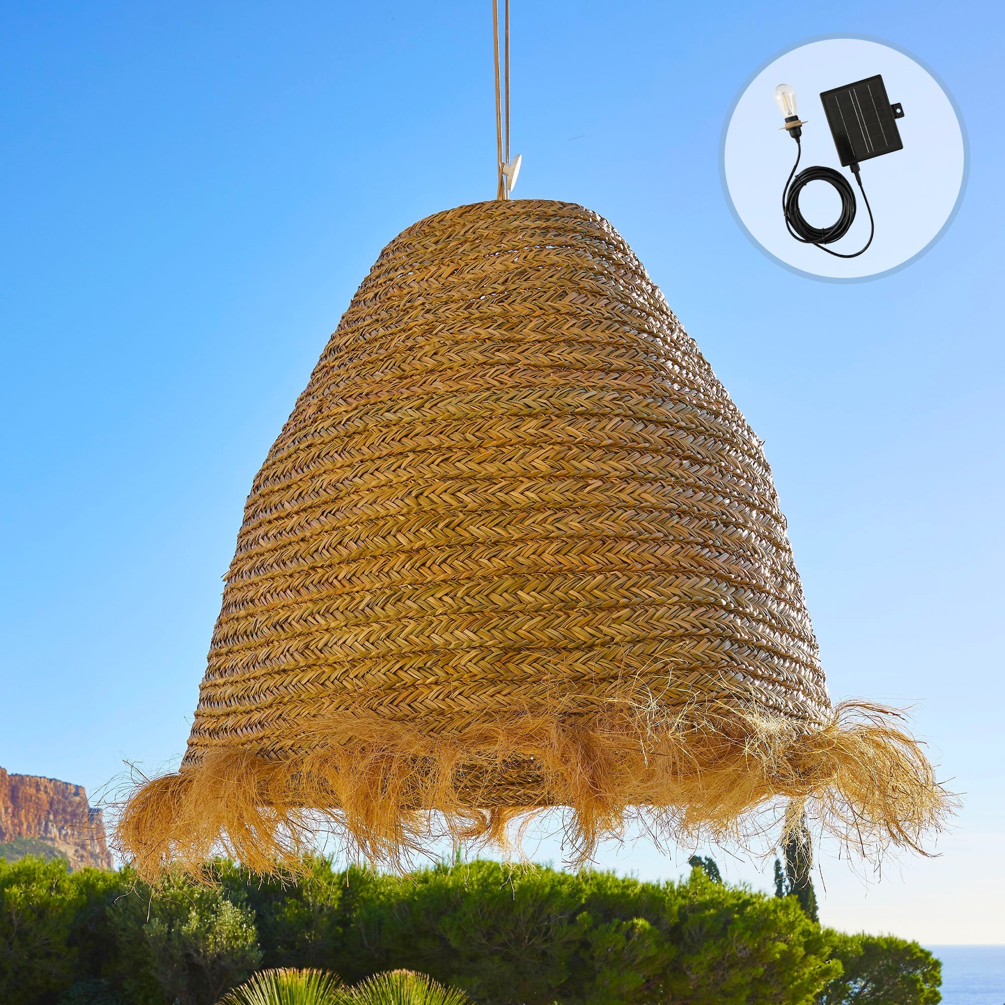 Anafi Big - Suspension Solaire - Jonc De Mer - Beige