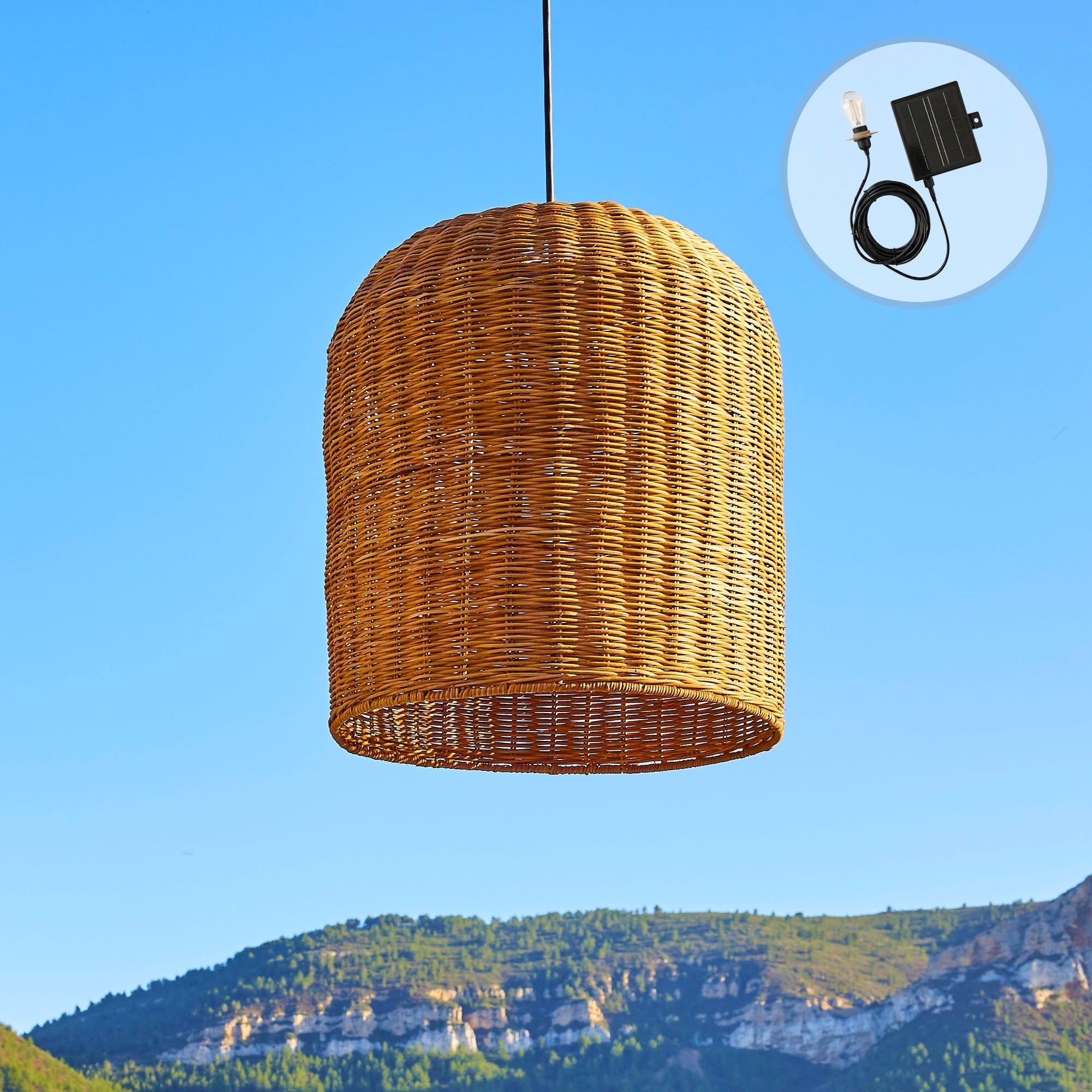 Giacomo - Suspension Solaire - Rotin - Beige