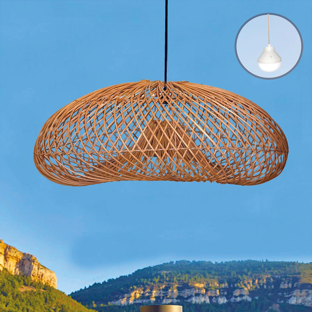 Sevia - Suspension Sans Fil - Rotin - Beige