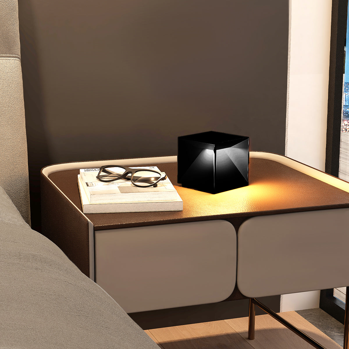 Cubox Mini - Lampe De Chevet Sans Fil - Aluminium - Noir