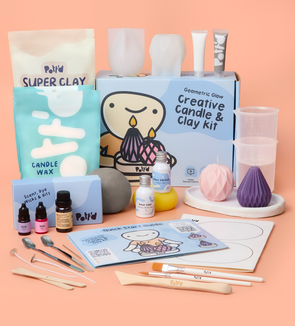 Kit Créatif Bougies & Argile Éclat Géométrique