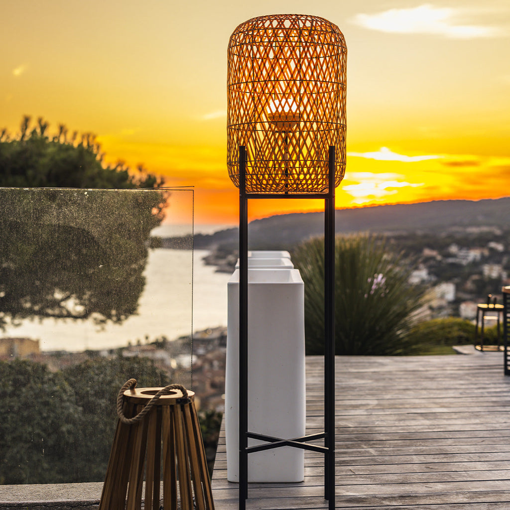 Stanley - Lampadaire Sans Fil - Polyrotin - Gris
