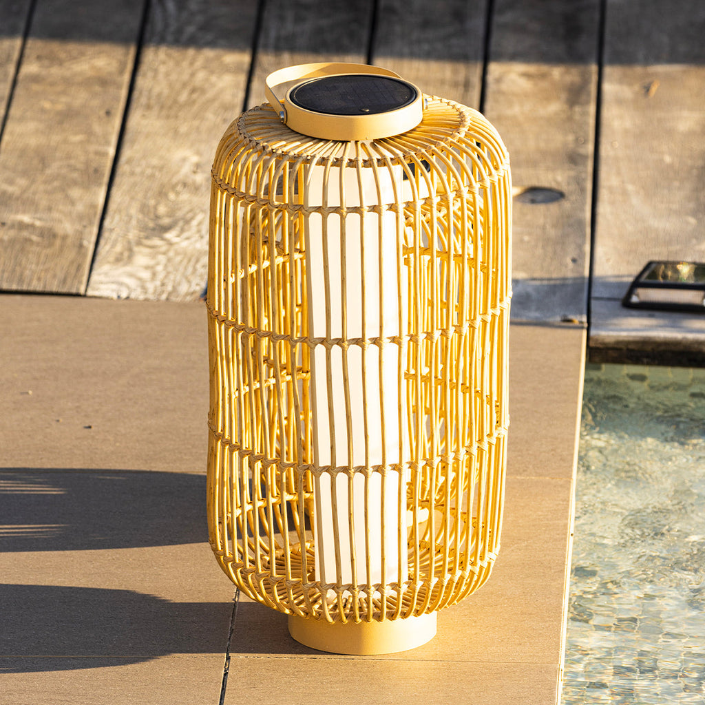 Mariel - Lanterne Solaire - Rotin - Beige