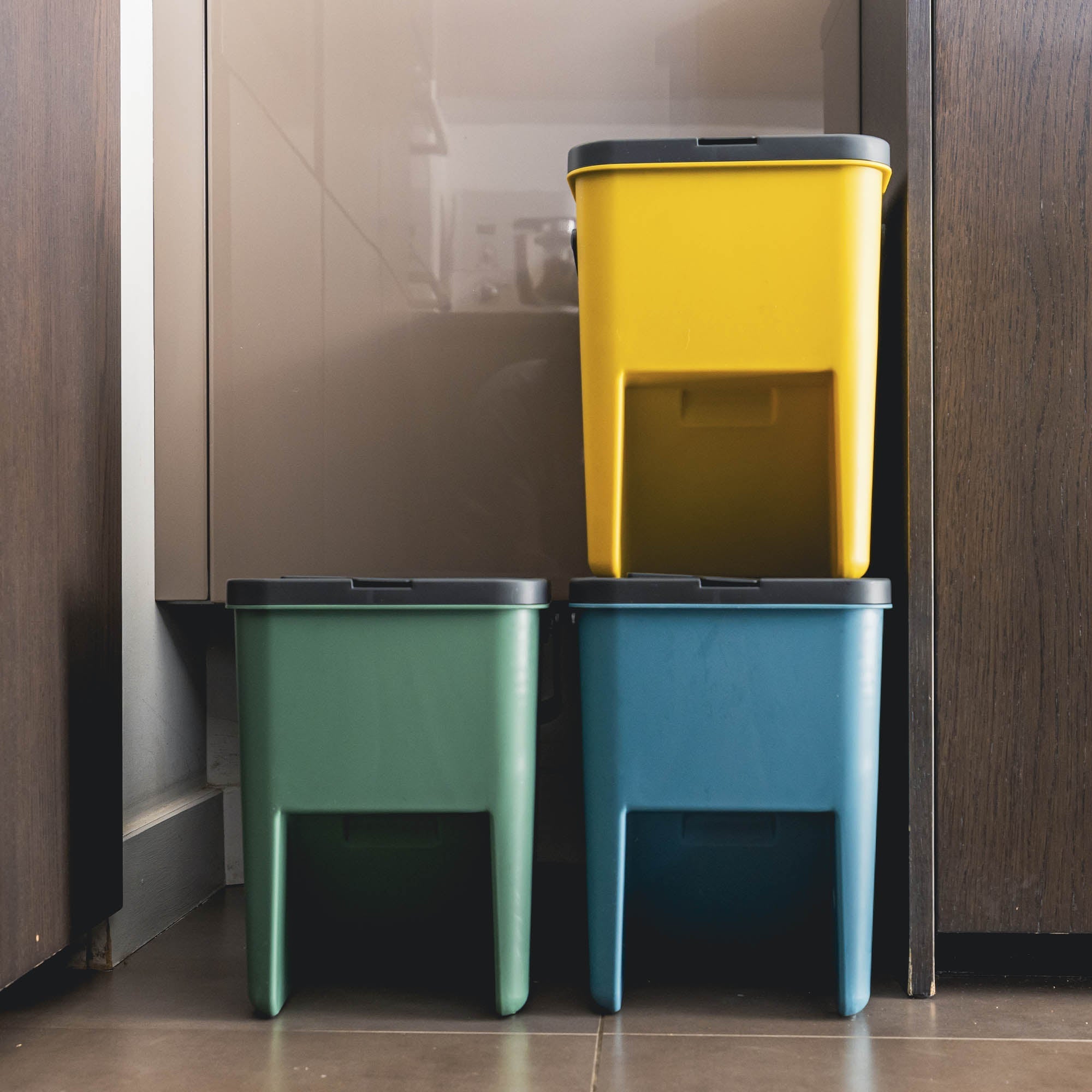 3 Poubelle De Tri Bergen - 3X20L - Multicolore