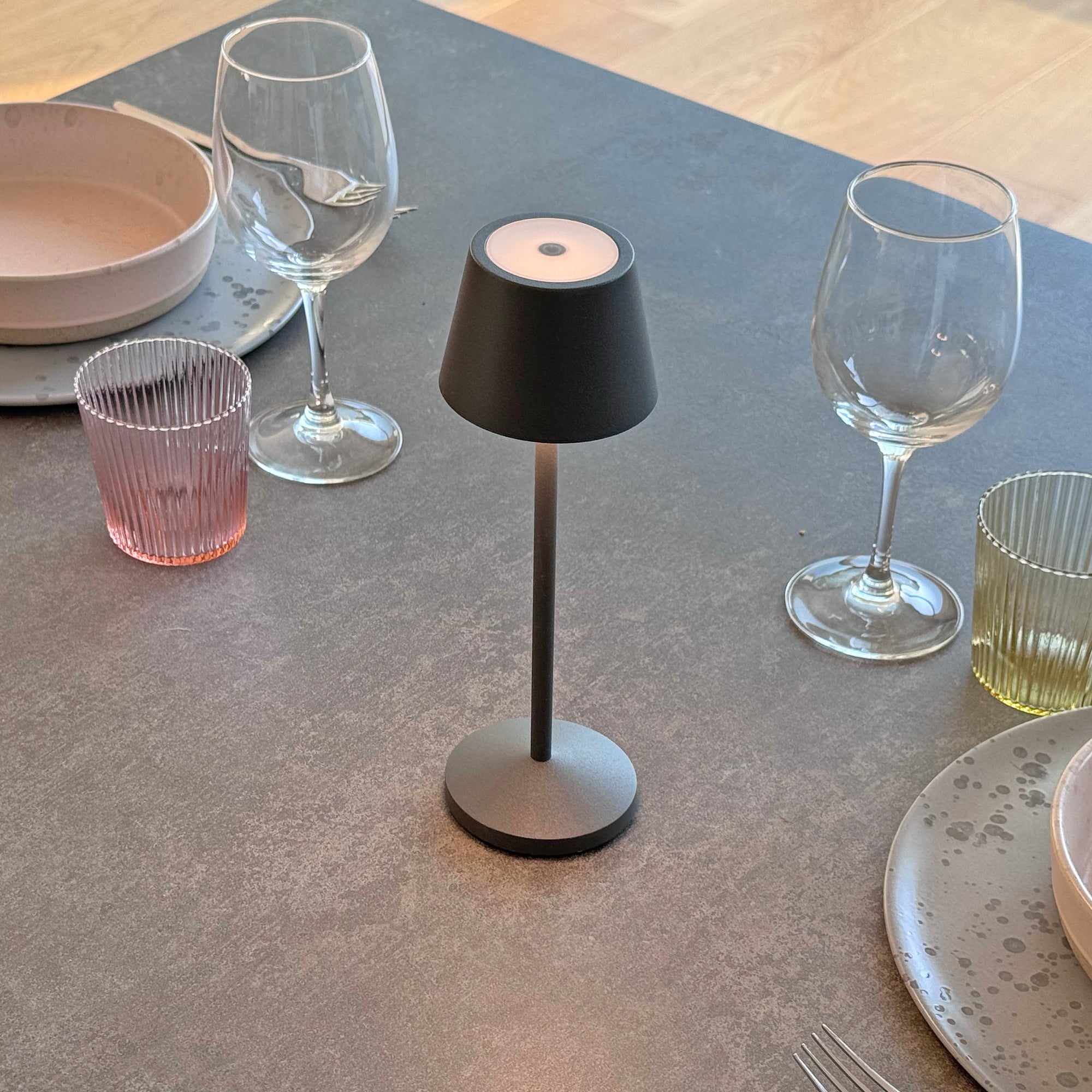 Emily - Lampe De Table Sans Fil - Acier - Gris Anthracite