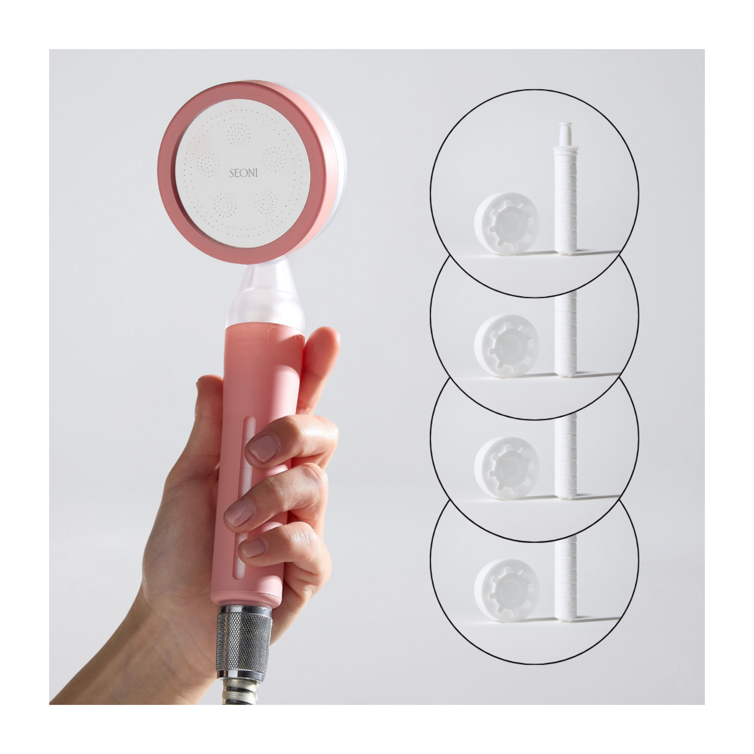 Pommeau de Douche Filtrant Blanc + 4 Filtres (8 Mois de Filtration)