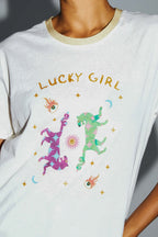 Le T-Shirt Fred Lucky Girl En Mélange Coton Lin Fabriqué Au Portugal