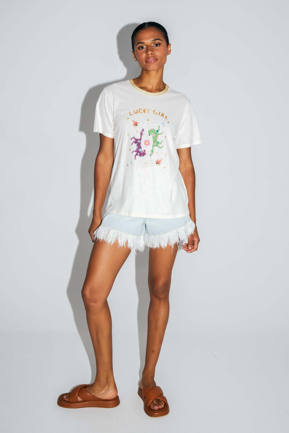 Le T-Shirt Fred Lucky Girl En Mélange Coton Lin Fabriqué Au Portugal
