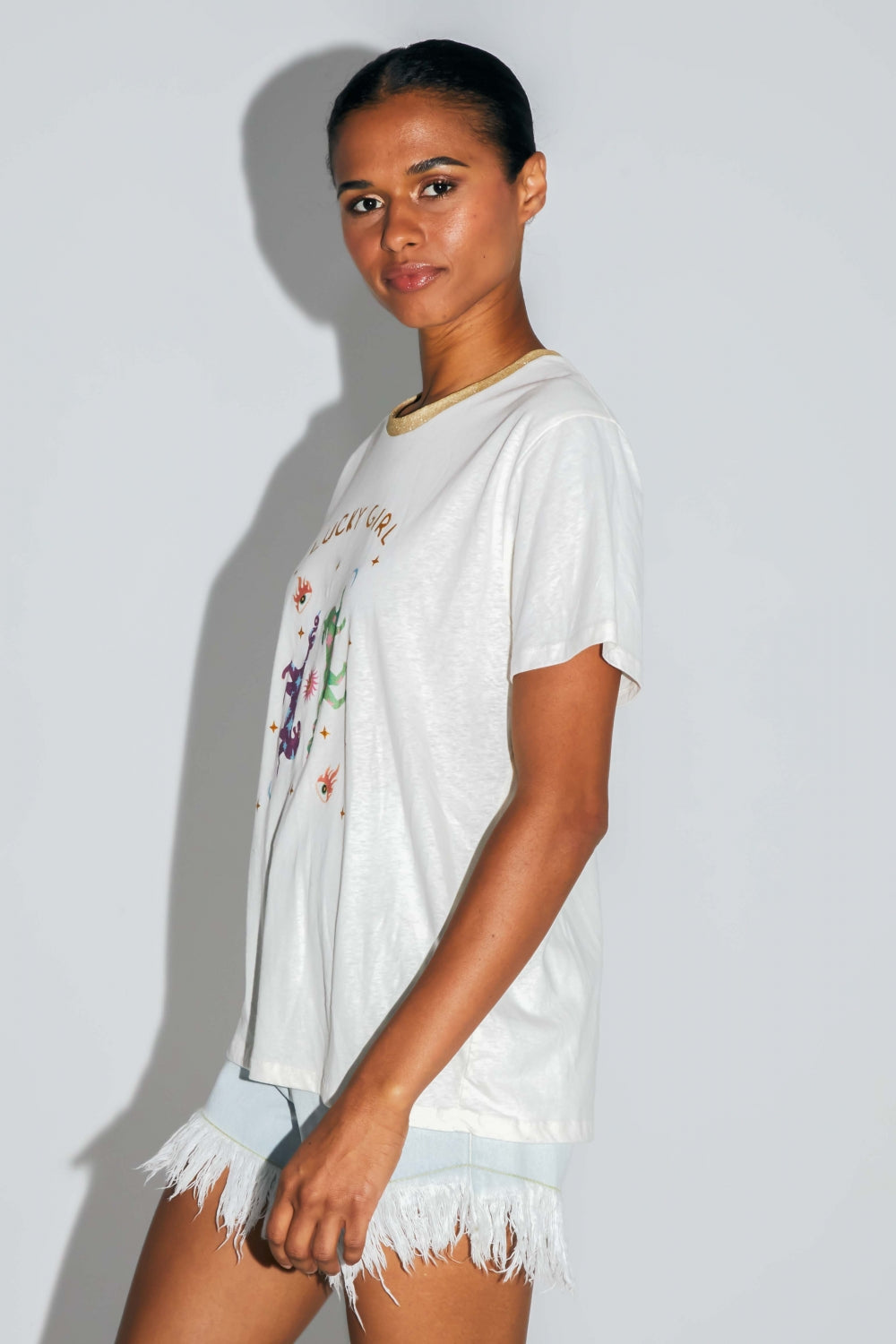 Le T-Shirt Fred Lucky Girl En Mélange Coton Lin Fabriqué Au Portugal