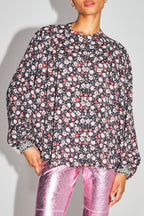 La Chemise Paola, Imprimé Gypsy Fleuri Rouge Et Rose Fabriquée En Italie
