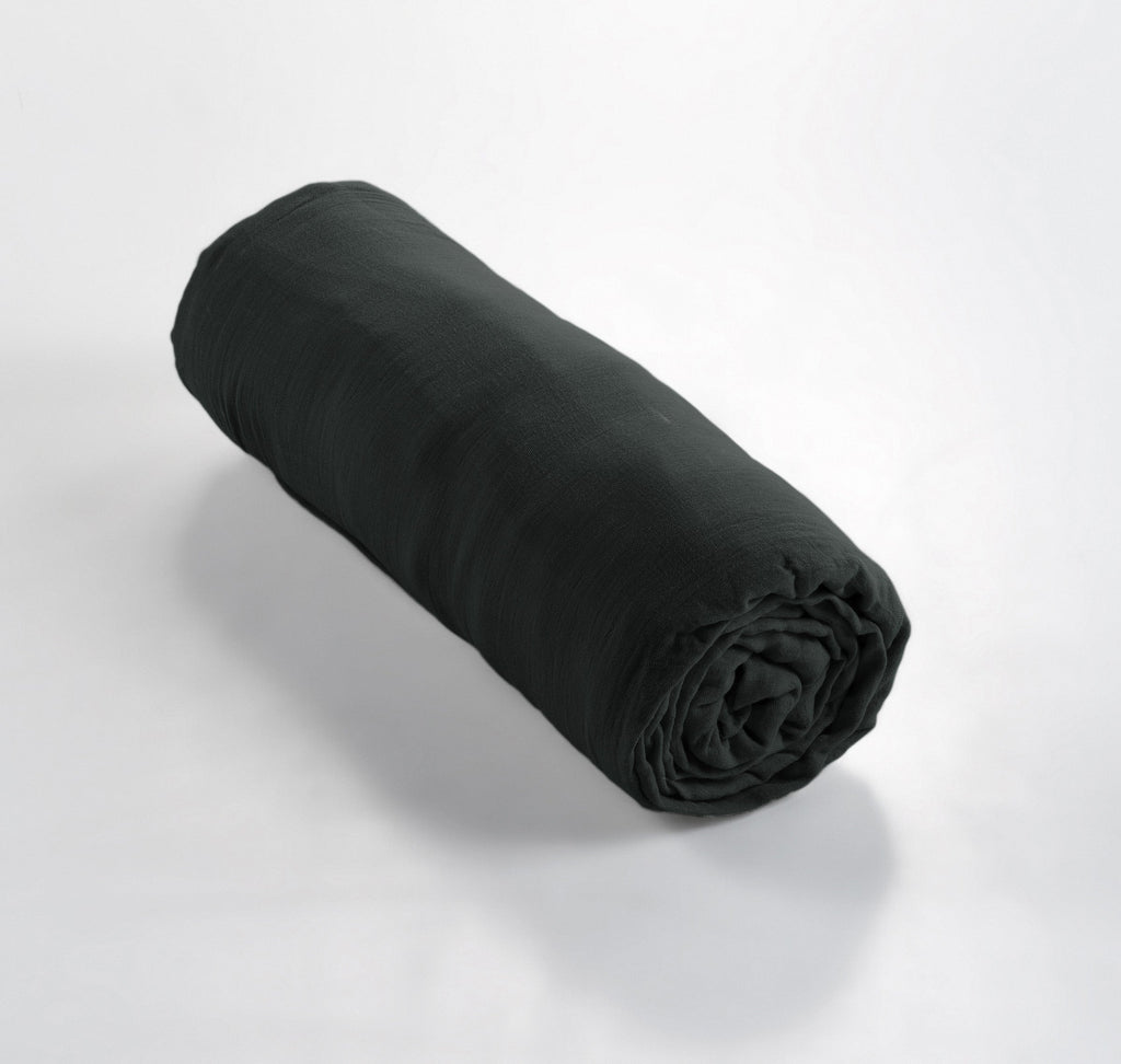 Gaia - Drap Housse - Double Gaze De Coton Unie - Sapin
