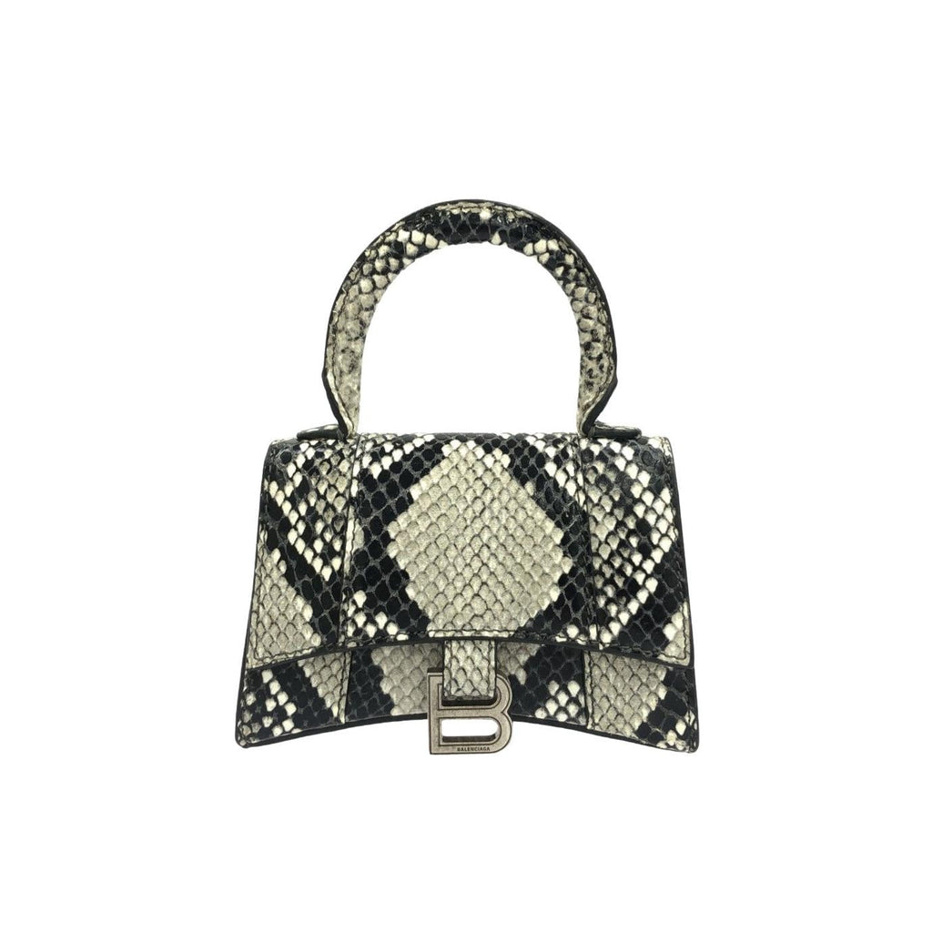Balenciaga Hourglass Top Handle Bag Python Embossed Leather Mini