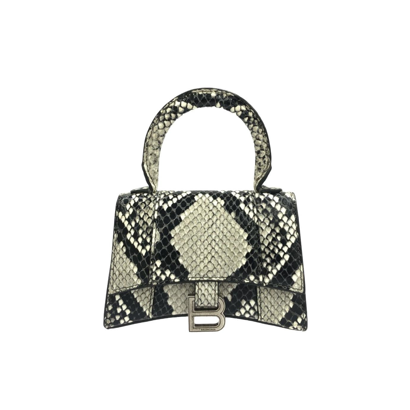 Balenciaga Hourglass Top Handle Bag Python Embossed Leather Mini