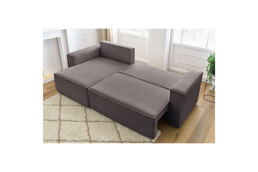 Nihad - Canapé D'Angle Réversible Convertible Coffre - Velours Côtelé