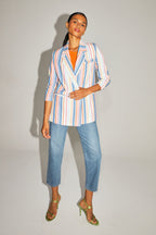 Le Blazer Ema A  Rayures Pop Multicolores En Coton Organique Fabriqué En Italie