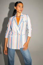 Le Blazer Ema A  Rayures Pop Multicolores En Coton Organique Fabriqué En Italie