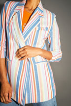 Le Blazer Ema A  Rayures Pop Multicolores En Coton Organique Fabriqué En Italie