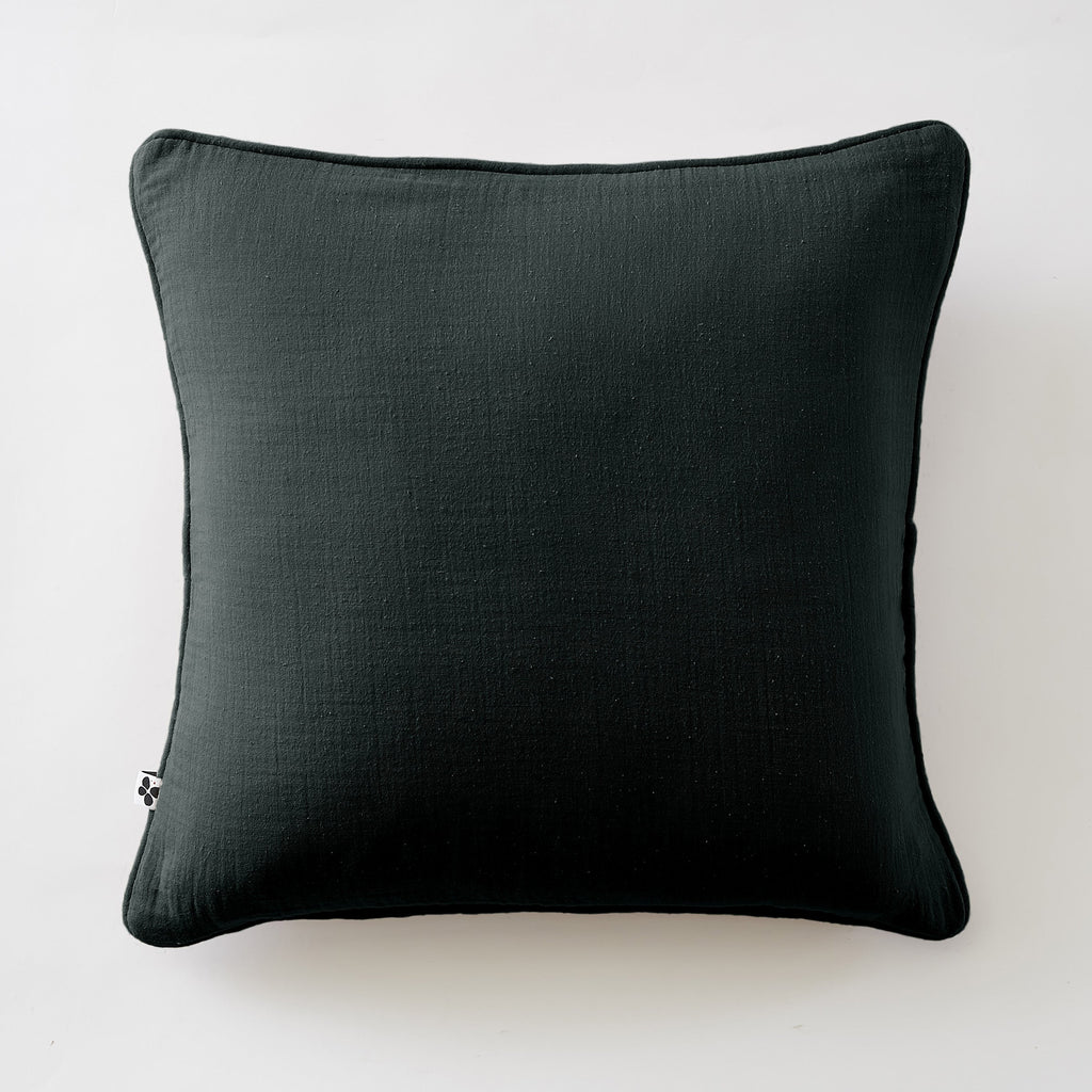 Gaia - Coussin Déhoussable Avec Passepoil - Double Gaze De Coton Unie - Sapin