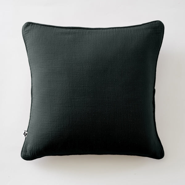 Gaia - Coussin Déhoussable Avec Passepoil - Double Gaze De Coton Unie - Sapin