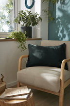 Gaia - Coussin Déhoussable Avec Passepoil - Double Gaze De Coton Unie - Sapin