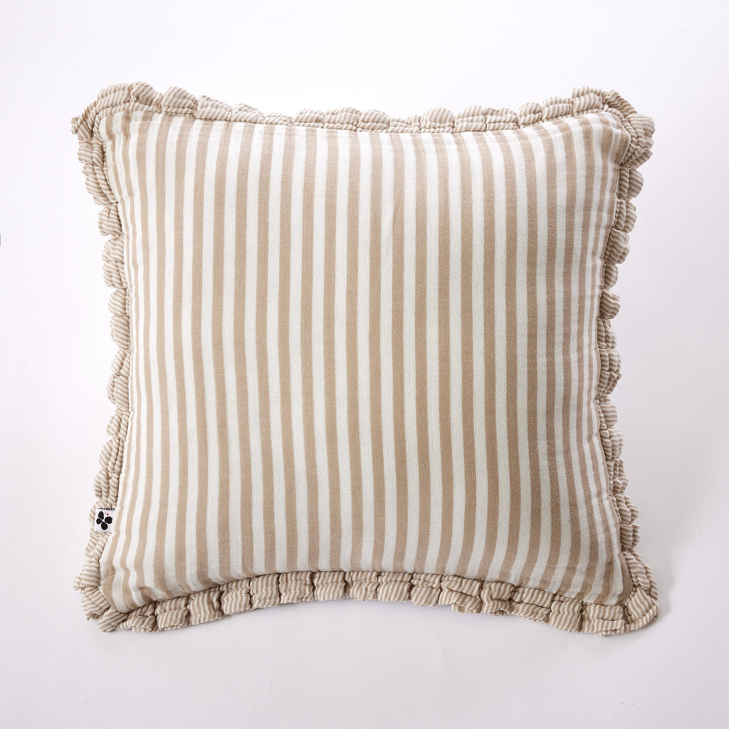 Romie - Coussin Déhoussable Avec Passepoil - Gaze De Coton Tissée Teinte - Ficelle