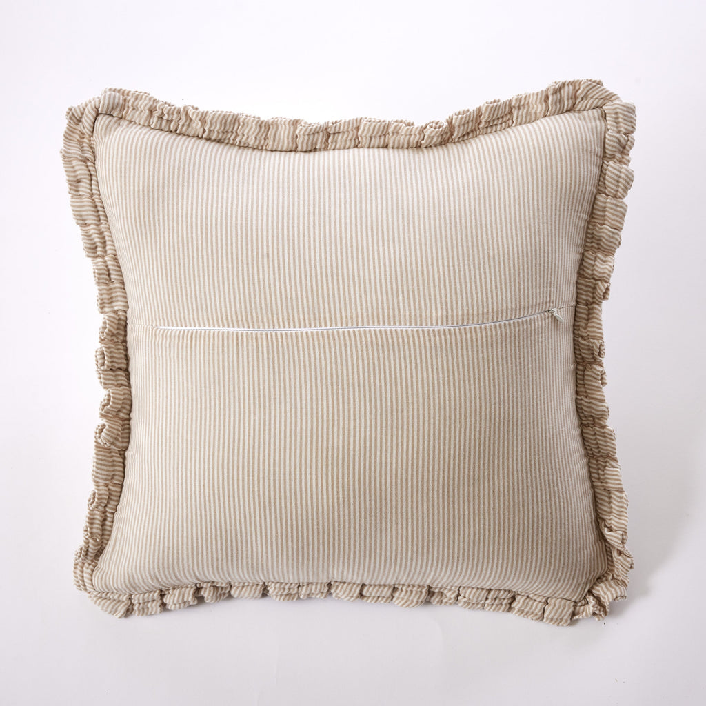 Romie - Coussin Déhoussable Avec Passepoil - Gaze De Coton Tissée Teinte - Ficelle