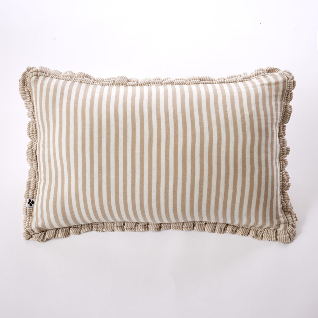 Romie - Coussin Déhoussable Avec Passepoil - Gaze De Coton Tissée Teinte - Ficelle