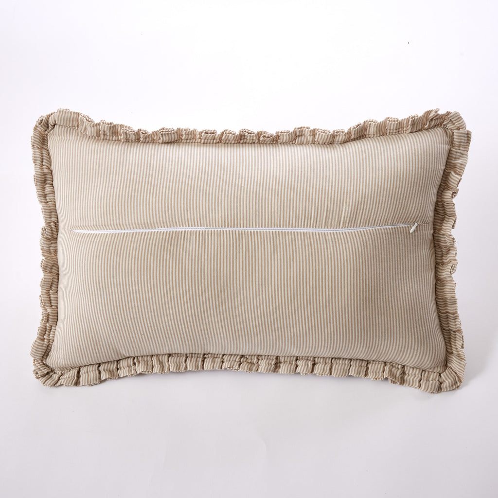 Romie - Coussin Déhoussable Avec Passepoil - Gaze De Coton Tissée Teinte - Ficelle