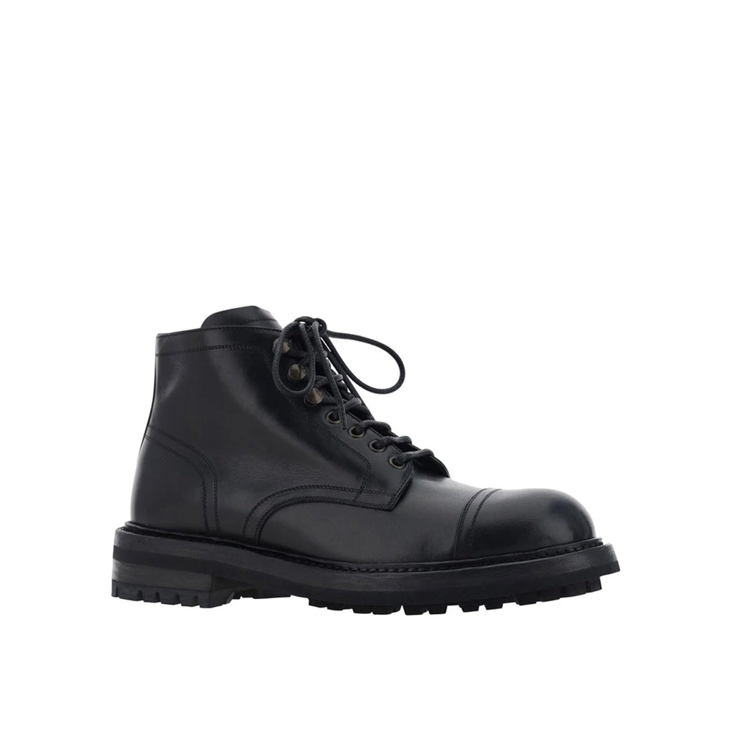 Bottes - Dolce & Gabbana Lace-Up Leather  - Black