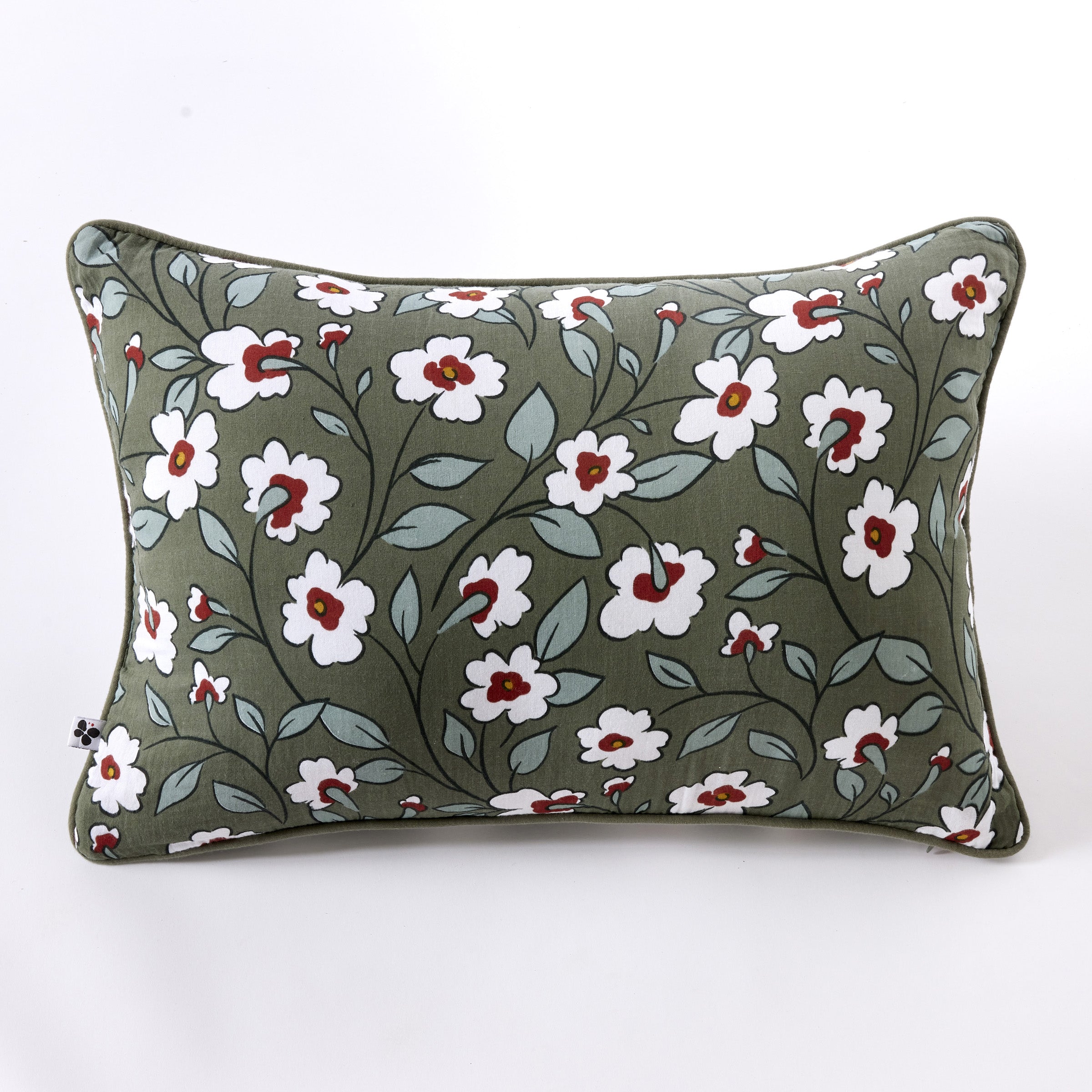 Flora - Coussin Déhoussable Avec Passepoil - Gaze De Coton Imprimée