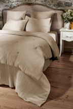 Ina - Bout De Lit - Quadruple Gaze De Coton Unie - Ficelle