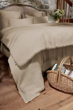 Ina - Bout De Lit - Quadruple Gaze De Coton Unie - Ficelle