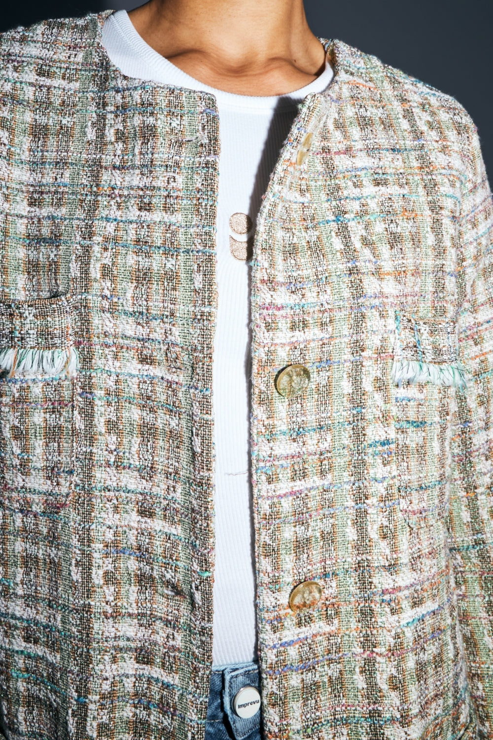 La Veste Toulouse En Tweed Recyclé Arc En Ciel Fabriquée En Italie