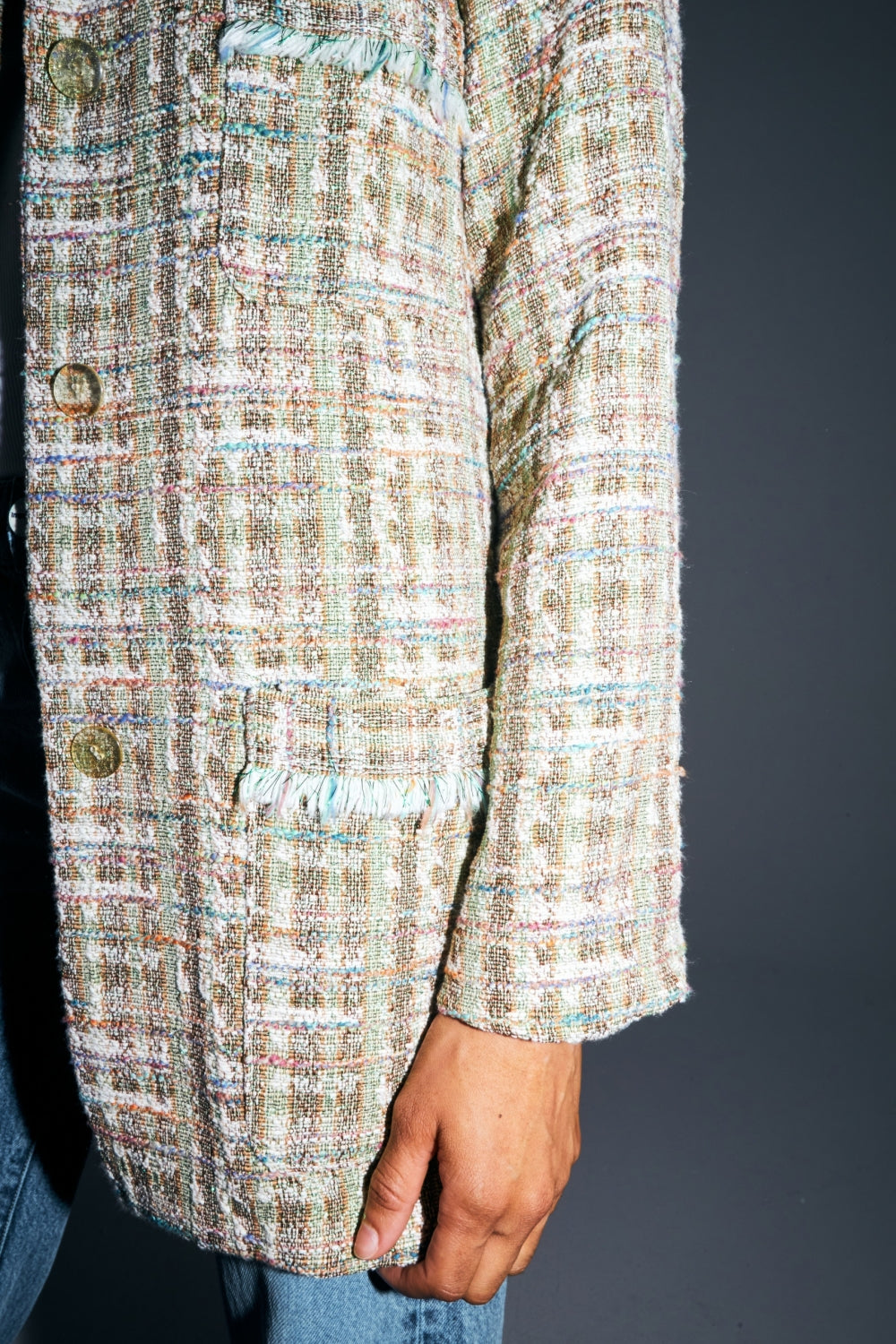 La Veste Toulouse En Tweed Recyclé Arc En Ciel Fabriquée En Italie