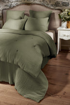 Ina - Bout De Lit - Quadruple Gaze De Coton Unie - Romarin
