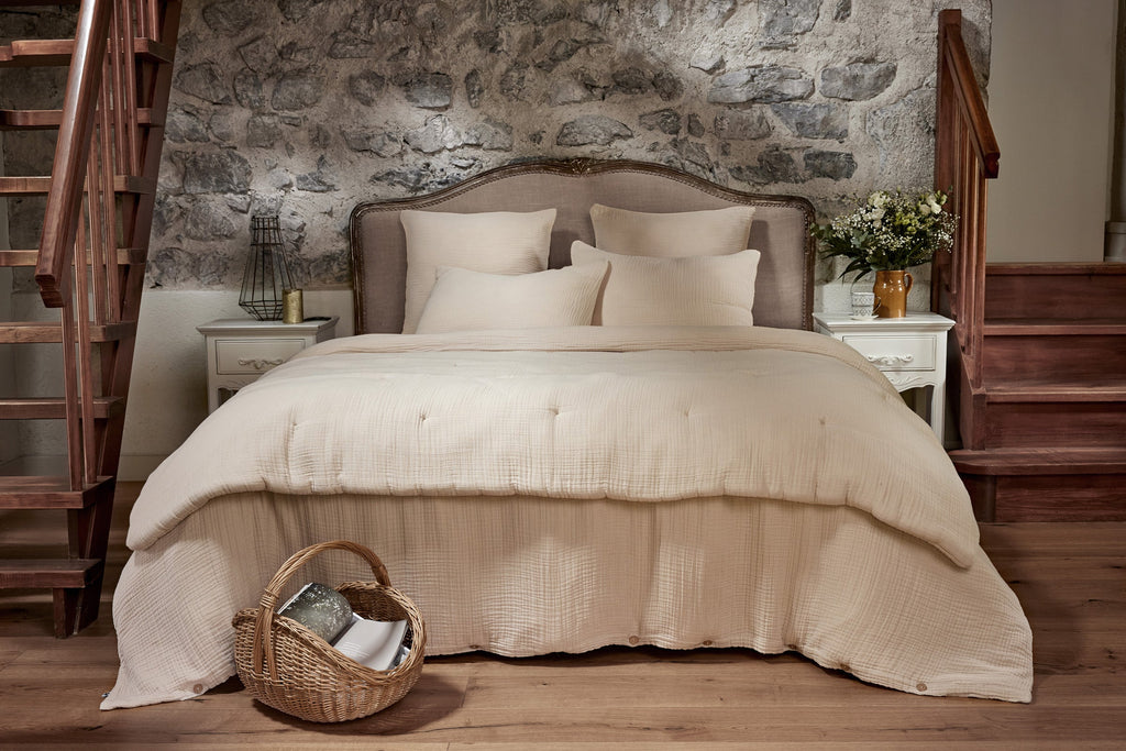 Ina - Housse De Couette - Quadruple Gaze De Coton Unie - Pampa