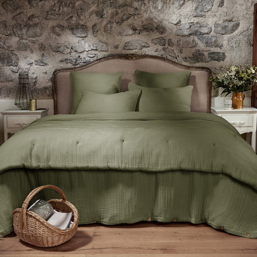 Ina - Housse De Couette - Quadruple Gaze De Coton Unie - Romarin