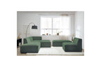 Megeve - Canapé D'Angle Fixe Modulable - Tissu Lisse Avec 1 Chauffeuse Et 1 Pouf - Angle Droit