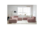 Megeve - Canapé D'Angle Fixe Modulable - Tissu Lisse Avec 1 Chauffeuse Et 1 Pouf - Angle Droit