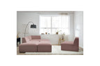 Megeve - Canapé D'Angle Fixe Modulable - Tissu Lisse Avec 1 Chauffeuse Et 1 Pouf - Angle Droit