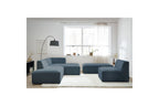 Megeve - Canapé D'Angle Fixe Modulable - Tissu Lisse Avec 1 Chauffeuse Et 1 Pouf - Angle Droit