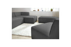 Megeve - Canapé D'Angle Fixe Modulable - Tissu Lisse Avec 1 Chauffeuse Et 1 Pouf - Angle Droit